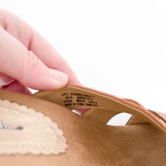 Thom McAn Womens Cross Wave Leather Studded Wedge Slide Sandals Brown Size 8 - Picture 7 of 7